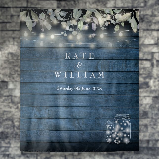 Rustic String Lights Mason Jars Photo Backdrop (Rustic String Lights Mason Jars Photo Backdrop)