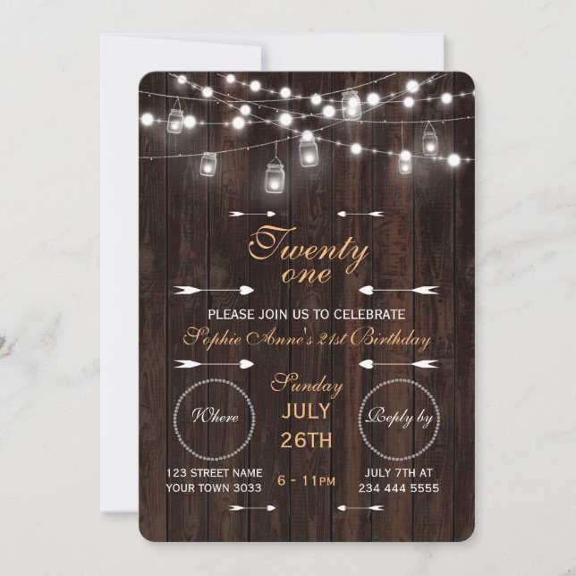 Rustic String Lights Old Barn Birthday Party Invitation (Front)
