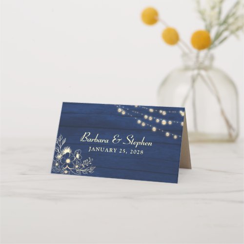 Rustic String Lights Place Card