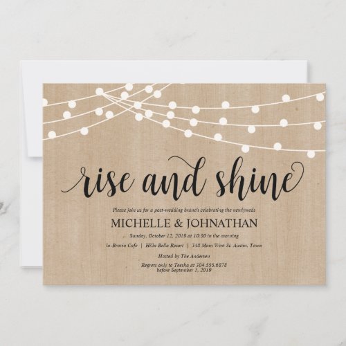 Rustic String Lights Post Wedding Brunch Invites