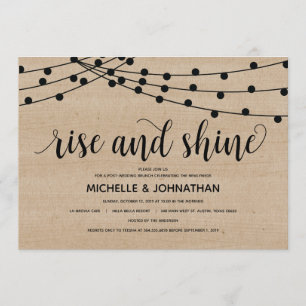 Rustic string lights post-wedding invitation card