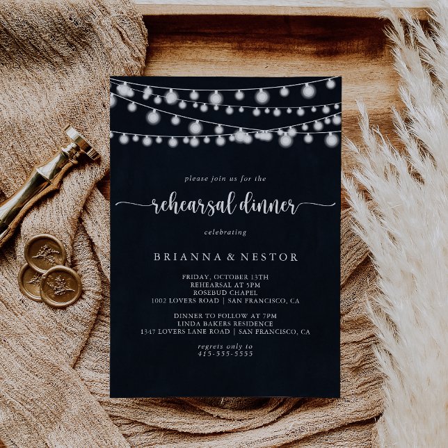 Rustic String Lights Rehearsal Dinner   Invitation (Creator Uploaded)