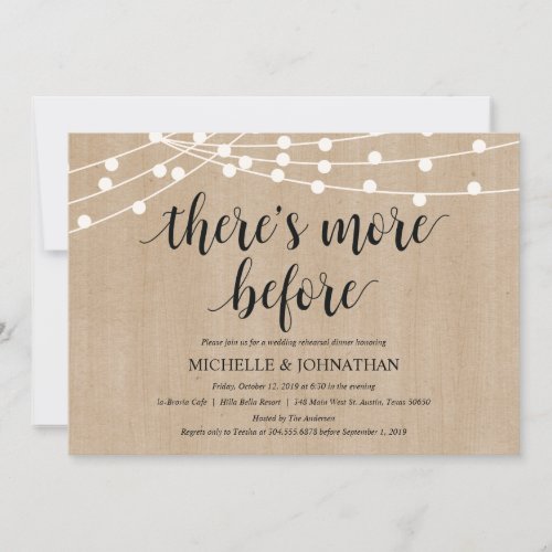 Rustic String Lights Rehearsal Dinner Invites