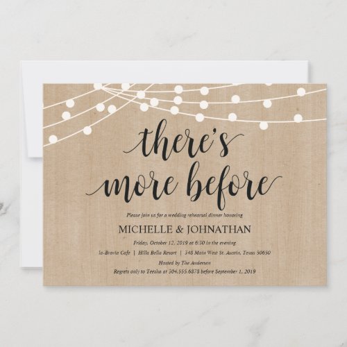 Rustic String Lights Rehearsal Dinner Invites