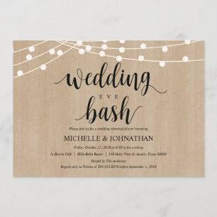 Rustic String Lights Rehearsal Dinner Invites