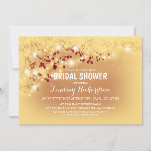 Rustic String Lights Romantic Bridal Shower Cards