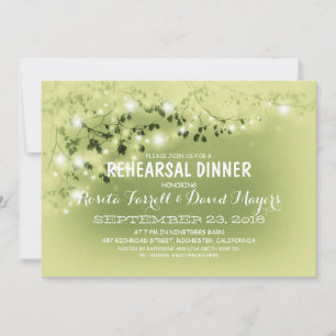Rustic String Lights Romantic Rehearsal Dinner Invitation