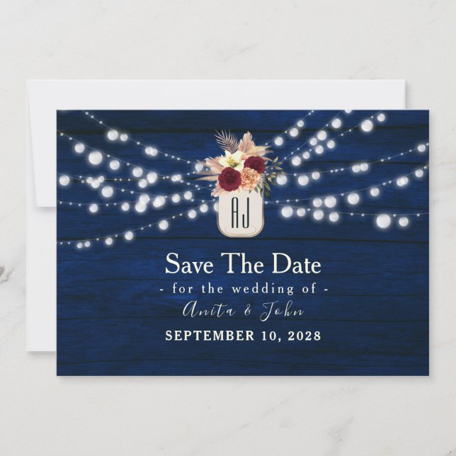 Rustic String Lights Save the Date (Front)