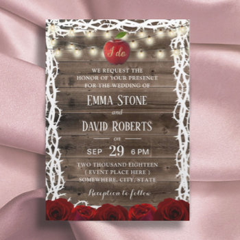 Rustic String Lights Snow White Fairy Tale Wedding Invitation by myinvitation at Zazzle