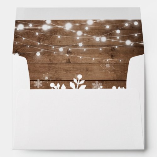 Rustic String Lights Snowflakes Christmas Holiday Envelope
