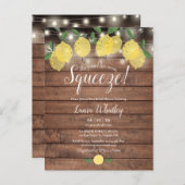 Rustic String Lights Squeeze Lemons Bridal Shower Announcement Postcard (Front/Back)