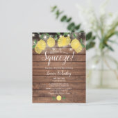 Rustic String Lights Squeeze Lemons Bridal Shower Announcement Postcard (Standing Front)