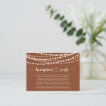 Rustic String Lights Terracotta Honeymoon Wish  Enclosure Card<br><div class="desc">This rustic string lights terracotta honeymoon wish enclosure card is perfect for a classic wedding. The design features beautiful hand-painted string lights in a terracotta background.</div>