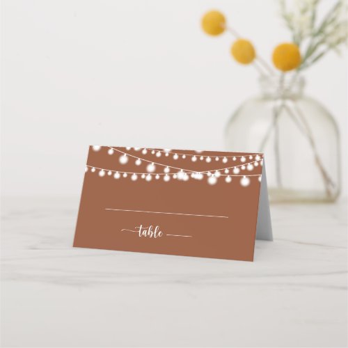 Rustic String Lights Terracotta Wedding Place Card