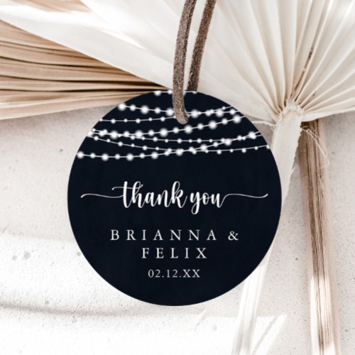 Rustic String Lights Thank You Wedding Favor   Classic Round Sticker