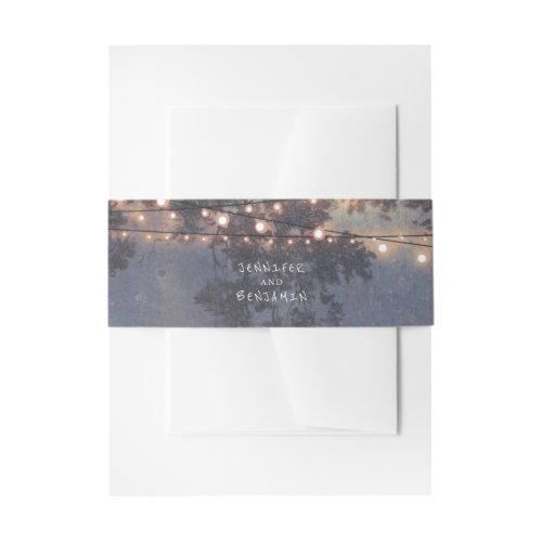 Rustic String Lights Tree Bracnhes Invitation Belly Band