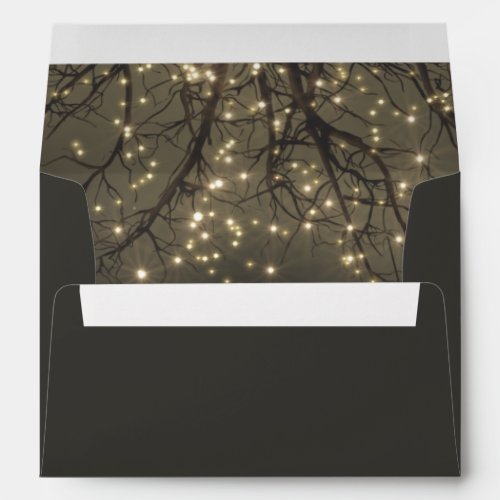 Rustic String Lights Tree Branch Country Wedding Envelope