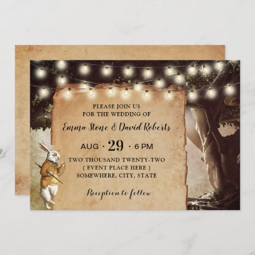 Rustic String Lights  Tree Fairy Tale Wedding Invitation