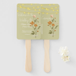Rustic string lights trendy  Floral Wedding  Hand Fan