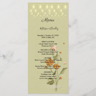 Rustic string lights trendy Floral Wedding Menu