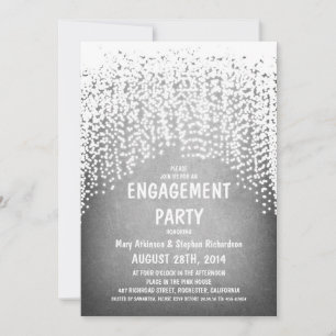 rustic string lights vintage engagement party invitation