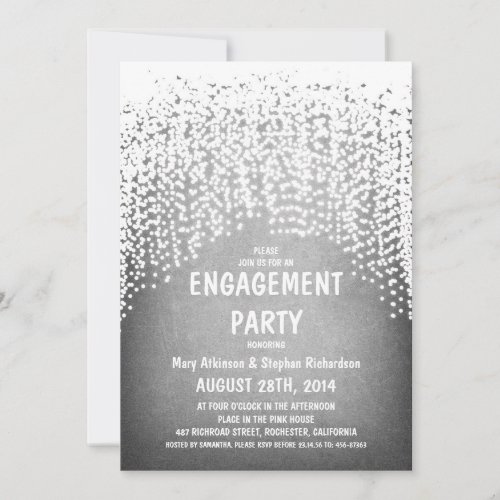 rustic string lights vintage engagement party invitation