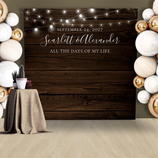 Rustic String Lights Wedding Backdrop (Rustic String Lights Wedding Backdrop)