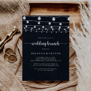Rustic String Lights Wedding Brunch Invitation