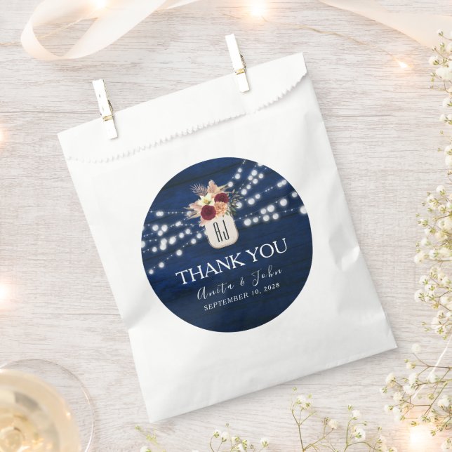 Rustic String Lights Wedding Favor Bag (Clipped)