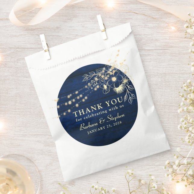 Rustic String Lights Wedding Favor Bag (Clipped)