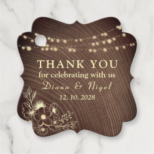 Rustic String Lights Wedding Favor Tag