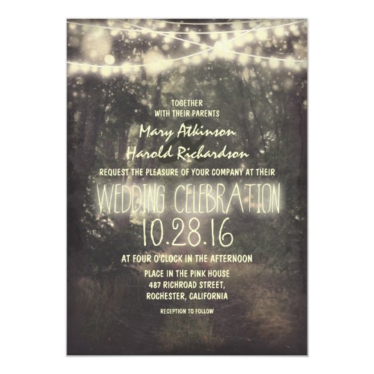 rustic string lights wedding invitation | Zazzle.com