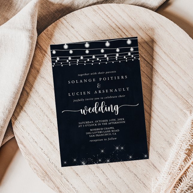 Rustic String Lights Wedding   Invitation (Creator Uploaded)