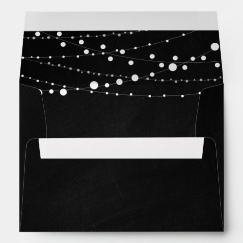 Rustic String Lights Wedding Invitation Chalkboard Envelope