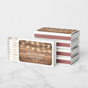 Rustic String Lights Wedding Matchboxes Favor 