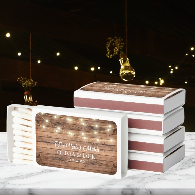 Rustic String Lights Wedding Matchboxes Favor  (Rustic String Lights Wedding Matchboxes Favor)