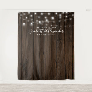 Rustic String Lights Wedding Photo Booth Backdrop