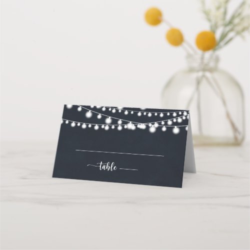 Rustic String Lights Wedding Place Card