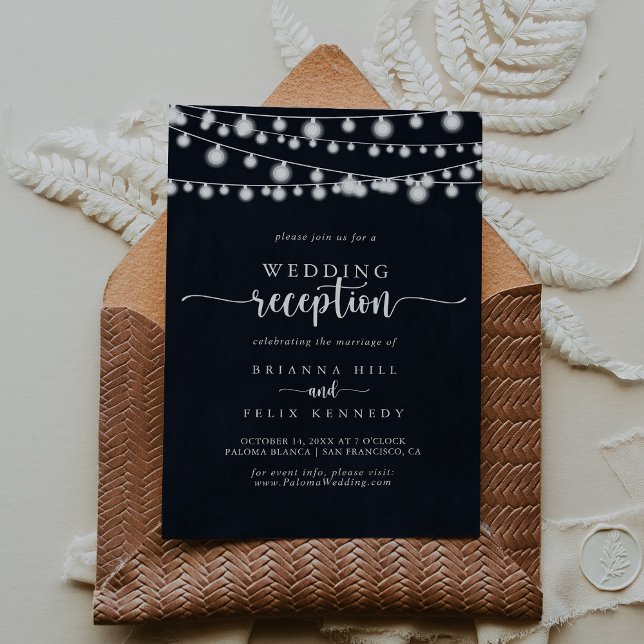 Rustic String Lights Wedding Reception   Invitation (Creator Uploaded)