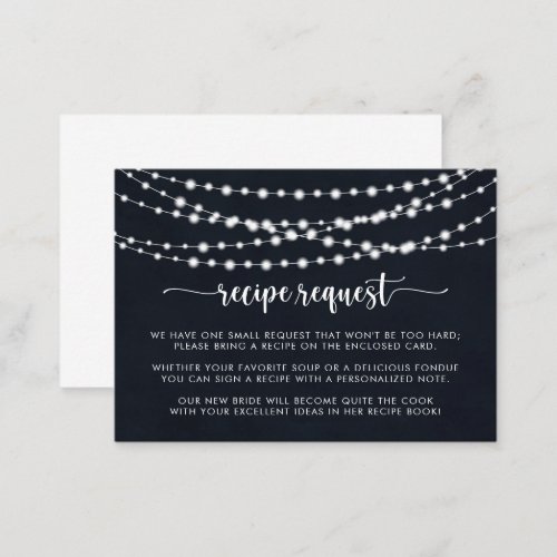 Rustic String Lights Wedding Recipe Request   Enclosure Card