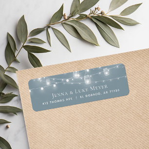 Rustic String Lights Wedding Return Address Labels