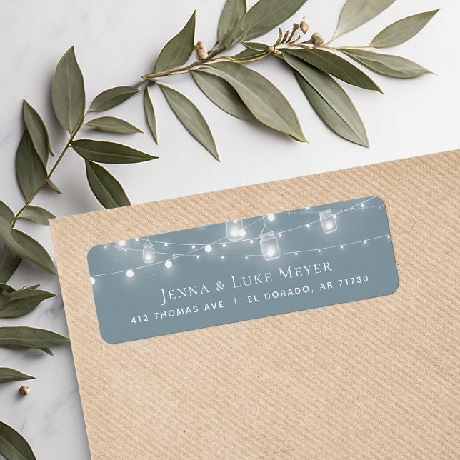 Rustic String Lights Wedding Return Address Labels (Creator Uploaded)