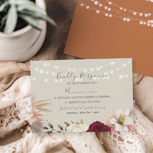 Rustic String Lights Wedding RSVP Card (Creator Uploaded)