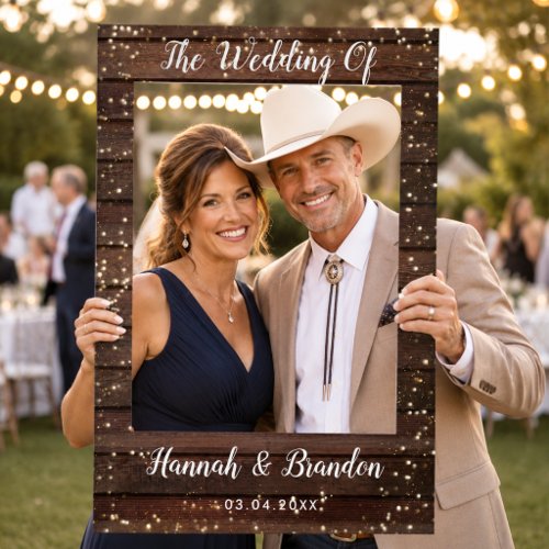 Rustic String Lights Wedding  Selfie Frame