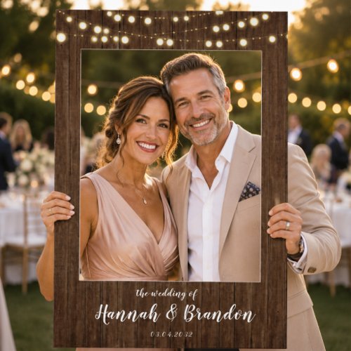 Rustic String Lights Wedding  Selfie Frame