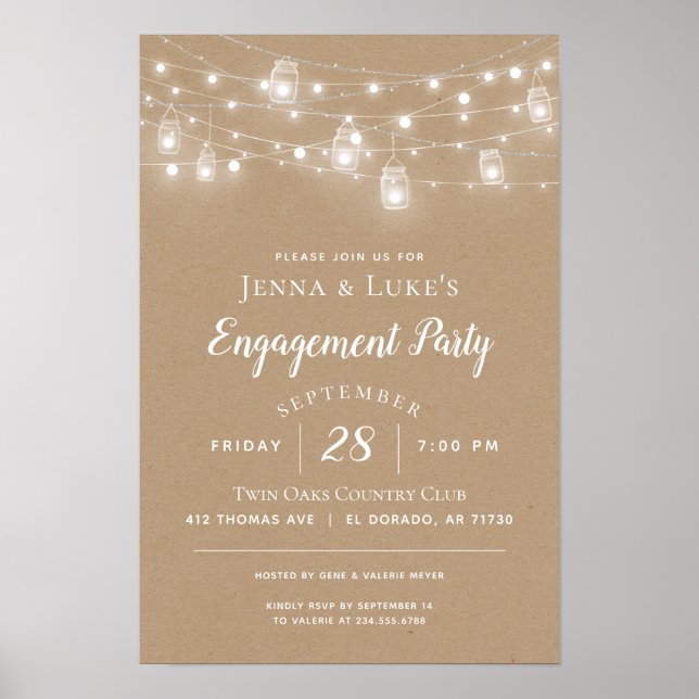 Rustic String Lights Wedding Sign (Front)