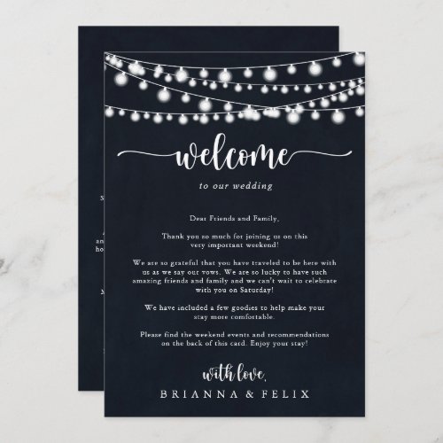 Rustic String Lights Wedding Welcome Letter