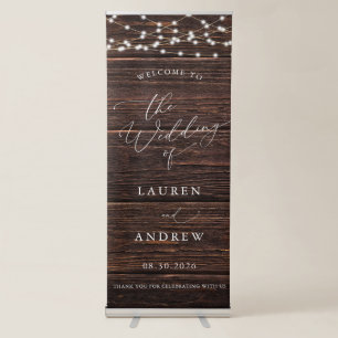 Rustic String Lights Welcome to Our Wedding Retractable Banner