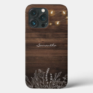 Rustic String Lights Wood Pattern iPhone 13 Pro Case