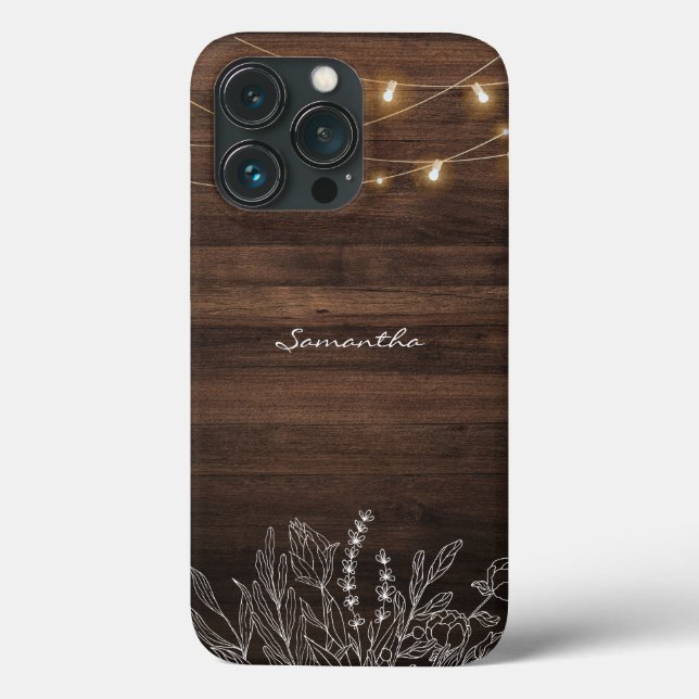 Rustic String Lights Wood Pattern Case-Mate iPhone Case (Back)